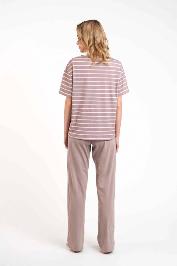 Betty Pijama señora manga corta, pantalón largo Moda Italiana - cappuccino/estampado cappuccino