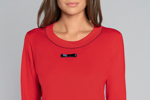 Izera Pijama señora manga larga, pantalón largo Moda Italiana - rojo/estampado