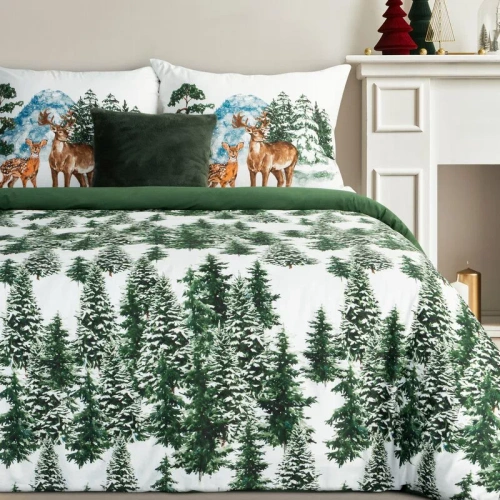 Ropa de cama navideña Nevada Eurofirany algodón 105 g/m² bosque ciervos