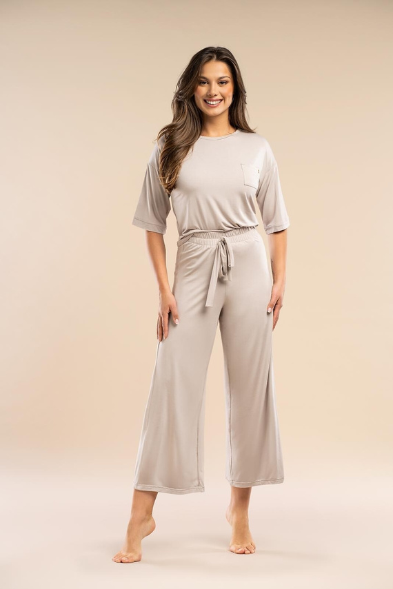 Pijama de mujer MK34 Only You beige Belle Reverie - viscosa, manga corta, ligero y sensual