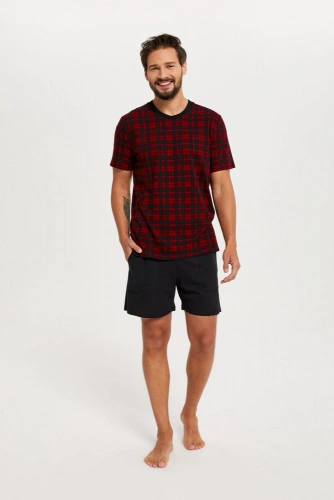 Elijah Pijama de manga corta y pantalón corto para hombre Moda Italiana - estampado/negro