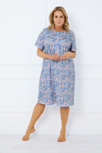 Camisón desabrochado Facelia, manga corta Moda Italiana - estampado