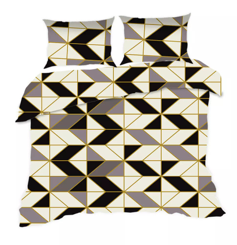 1808N Ropa de cama de algodón Classic E24 Karo geometría crema gris negro- 100% algodón, duradero, colorido, juego de 2 piezas