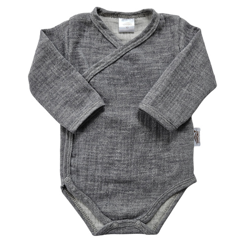 Body de muselina Just Muslin 03235N Makoma azul marino - manga larga, cierre de sobre, 100% algodón