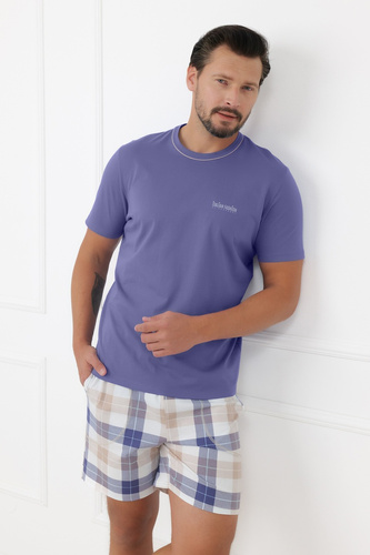 Pijama hombre Juno Italian Fashion 100% algodón manga corta shorts