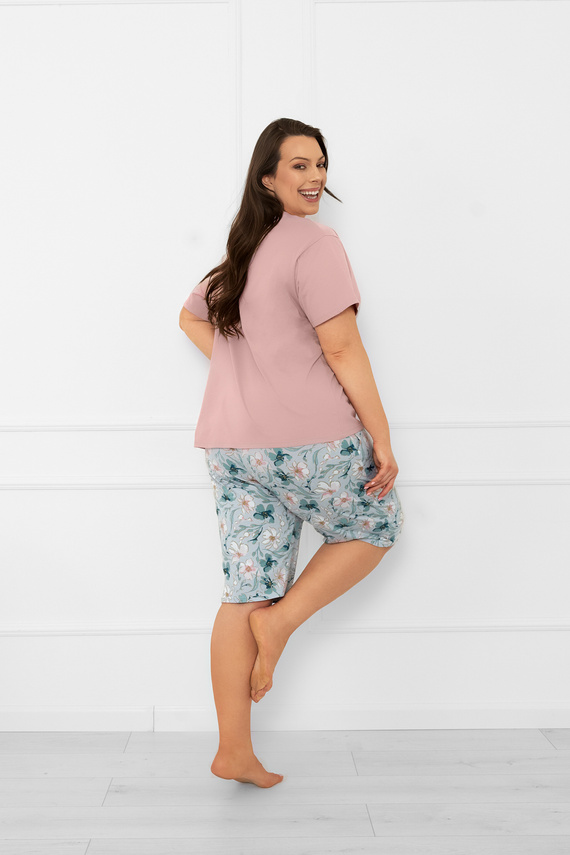 Pijama señora Perlis - manga corta, pantalón corto, algodón Moda Italiana