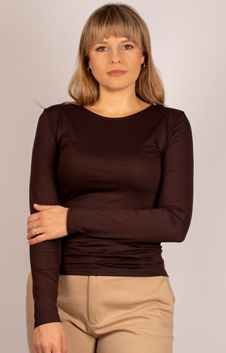 Manati Blusa mujer manga larga Babell marrón - viscosa con elastano