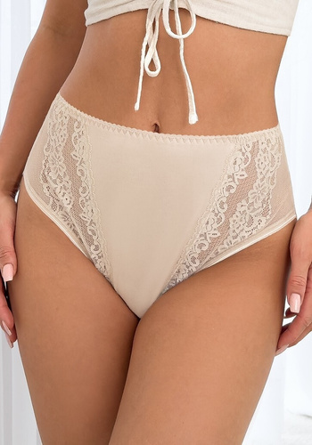 Figs 228 Donna beige - braga clásica de mujer con cintura alta y encaje
