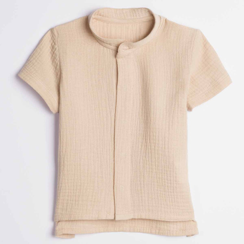 Camisa para niño Nicol 224351 muselina 100% algodón manga corta beige