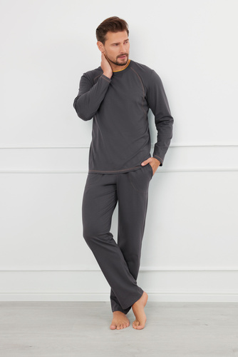 Pijama Salomon Hombre manga larga, pantalón largo Moda Italiana - grafito/miel