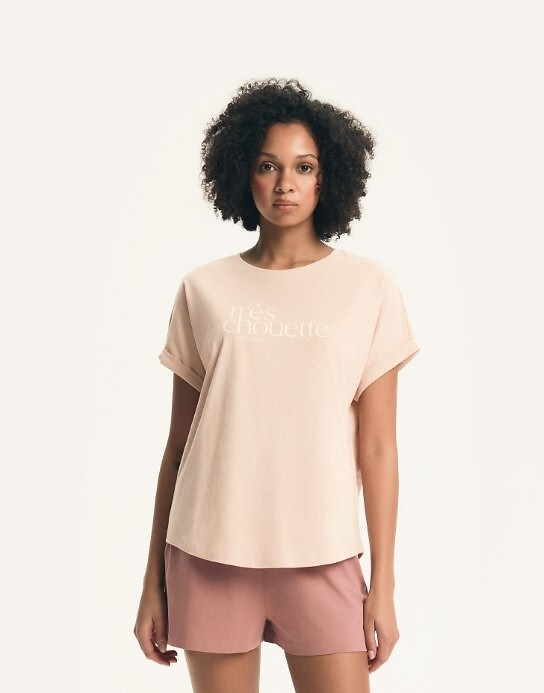 Pijama mujer 44487 melocotón Emela Henderson - Algodón, manga corta, short, cintura ajustable