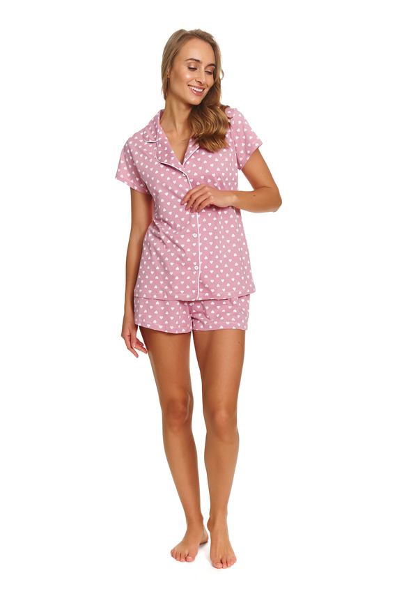 Pijama mujer Doctor Nap PM.7458 de algodón, rosa con corazones, abotonado