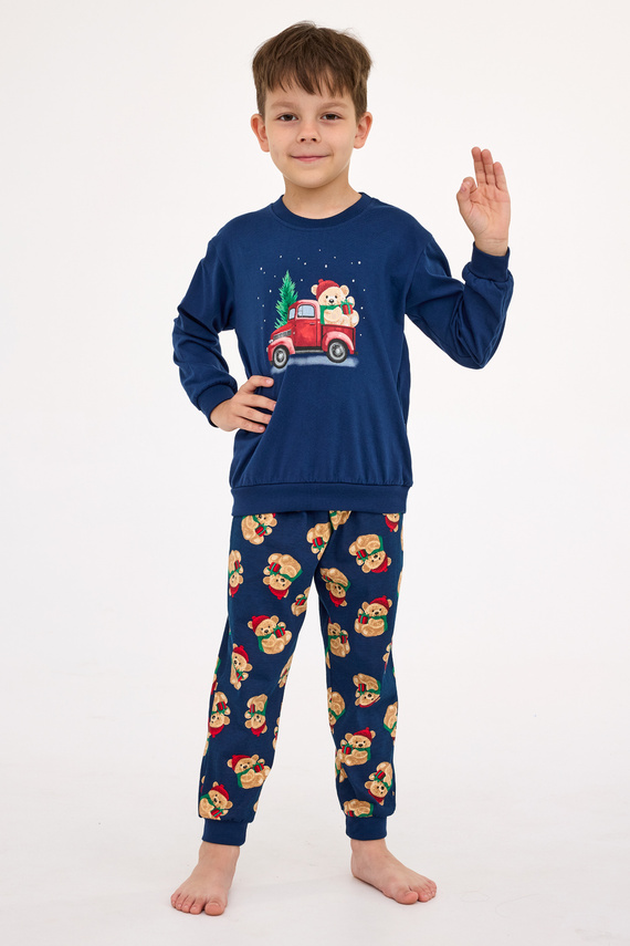593/172 966/172 Osito Pijama de niño Cornette - Navidad, azul marino, algodón