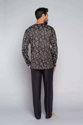 Pinus Pijama de manga larga para hombre, pantalón largo Italian Fashion- estampado/grafito