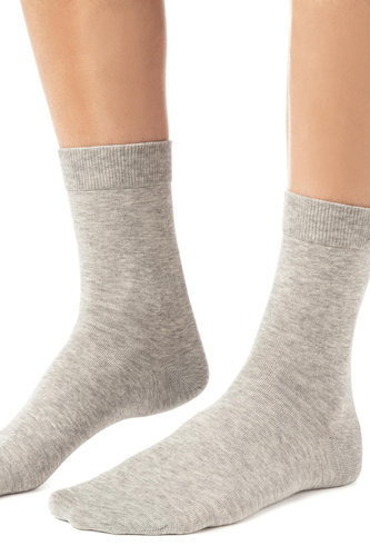 Steven art.211 calcetines de mujer de algodón orgánico sin costuras lisos - 006 gris melange