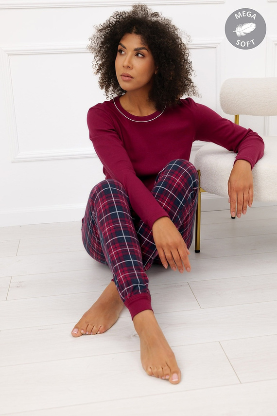 Italian Fashion Brenda pijama larga para mujer Mega Soft a cuadros con bolsillos