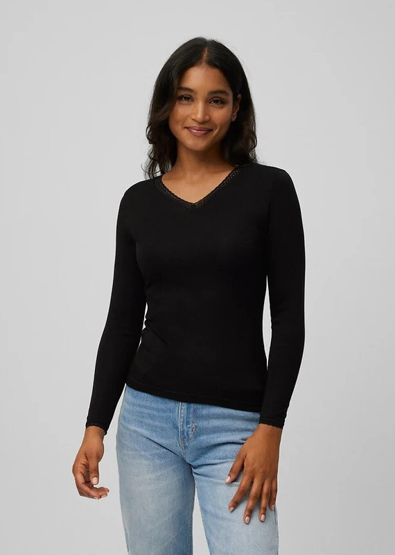 Camiseta térmica de mujer Ysabel Mora 70018 negro- cálida, transpirable, de encaje y manga larga