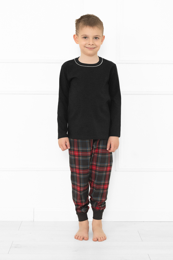 Pijama Rusoli para niños Italian Fashion dark melange - algodón, largo, estampado navideño