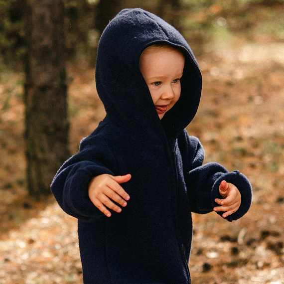 Mono para bebé de lana merino Eevi - azul marino, suave y transpirable