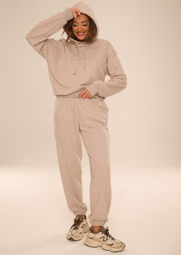 De Lafense Dune 075 chándal de mujer de algodón sudadera con capucha pantalón beige melange