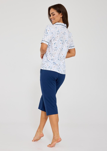 Cornette Yvonne 347/347 pijama mujer algodón flores botones 3/4