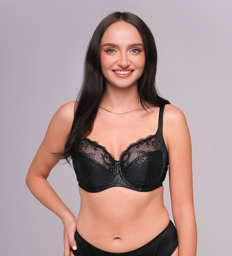 Sujetador suave 1130/4 Ava negro - encaje, brillo delicado, sin ballenas laterales