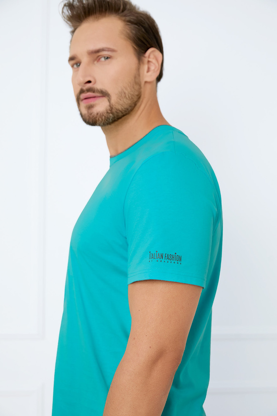 Krystian Pijama de manga corta para hombre, pantalón corto Moda Italiana - turquesa