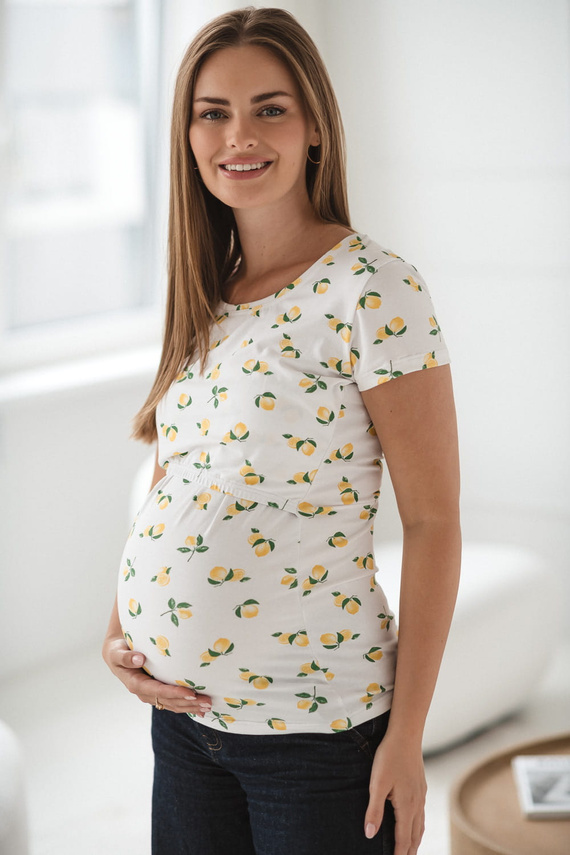 Milk Shirt Milk&Love blusa de lactancia y maternidad de manga corta en color limón - cómoda y elegante