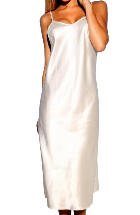 Argentina Kalimo - camisón de satén sin tirantes para mujer, elegante camisón midi, crudo