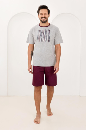 Pijama de hombre 500 Regina gris - 100% algodón, manga corta + pantalón corto, ligero y cómodo para el verano