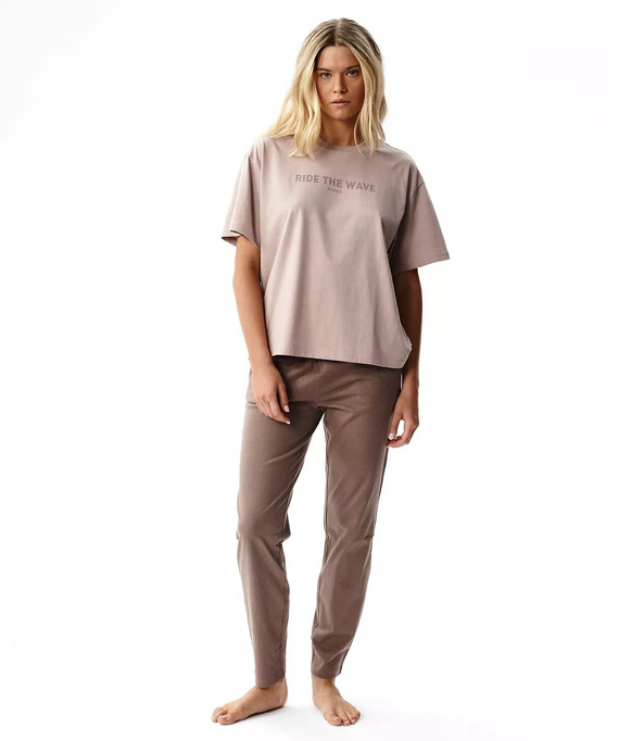 Atlantic NLP-516 Pijama de mujer 100% algodón Manga corta Pantalones largos rosa-beige