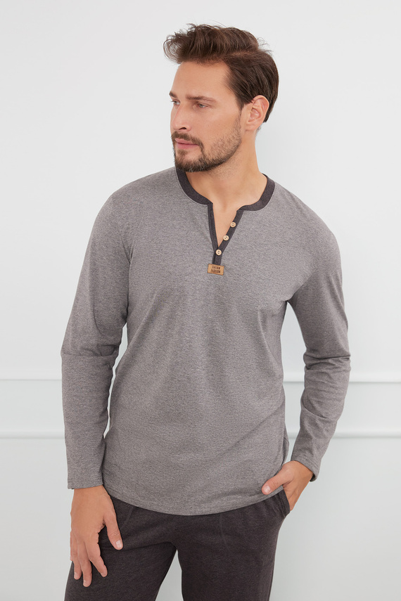 Julius Pijama de manga larga para hombre, pantalón largo Moda Italiana - ¶r.melange/c.melange