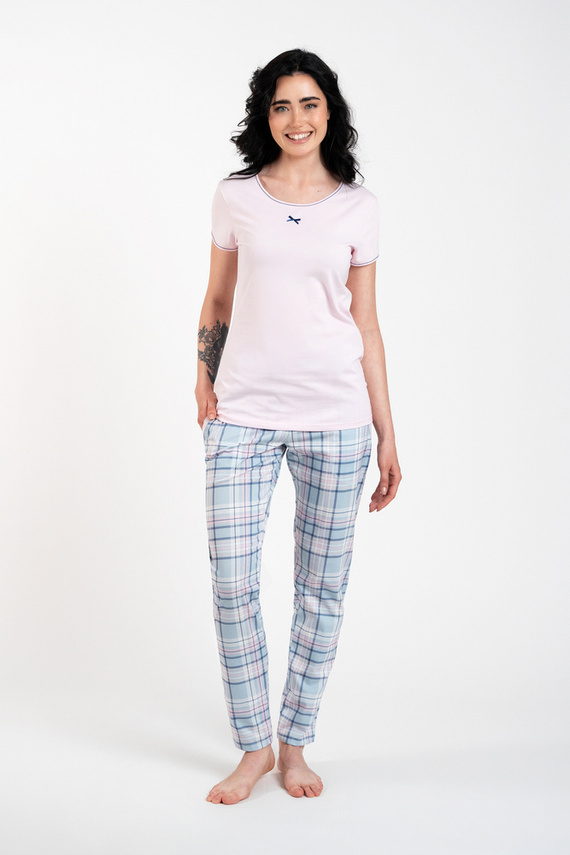 Pijama de manga corta y pantalón largo Glamour Ladies Italian Fashion - rosa/estampado
