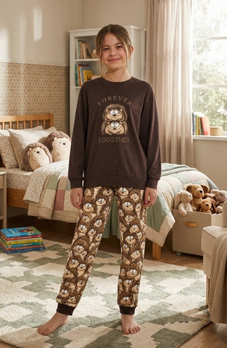 Pijama infantil para niña Cornette Snack 594/200, 592/200 – larga, con ardillas
