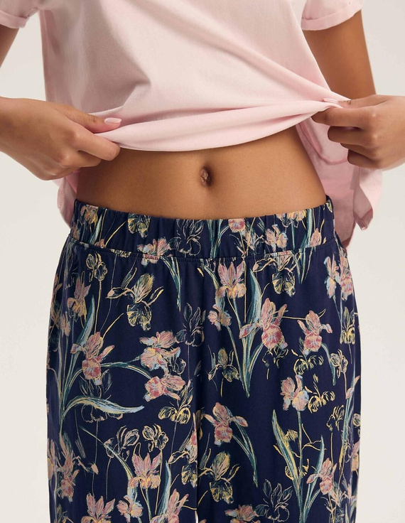 Henderson Galla 45445 Pijama de mujer 100% algodón Pantalón largo violeta-rosa sucio