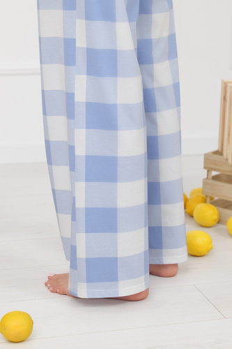 Pantalón mujer Mika Italian Fashion 100% algodón ancho cuadros