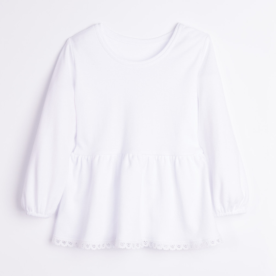 Blusa para niña Nicol 163705 100% algodón blanca con basquiña y encaje