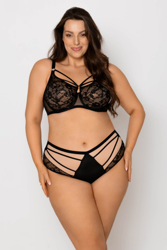 19252 Mediolano Spider Sujetador Suave - Sensual, Encaje Negro | Tiras decorativas en forma de telaraña | Ideal para bustos grandes