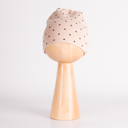 Nicol 226054 Gorro para bebé 100% algodón beige con corazones