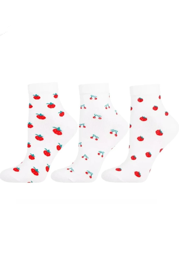 Calcetines de mujer Moraj CSL200-151 - algodón, blanco, estampado de frutas