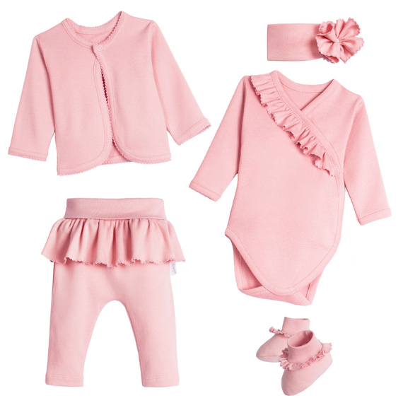 Conjunto para bebé Nicol 142106 de 5 piezas 100% algodón rosa empolvado