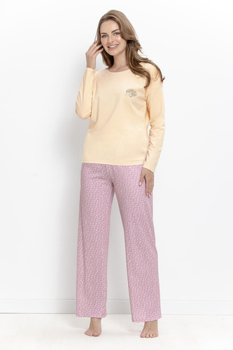 Pijama de mujer Taro Marigold 3617 color mantequilla 100% algodón manga larga