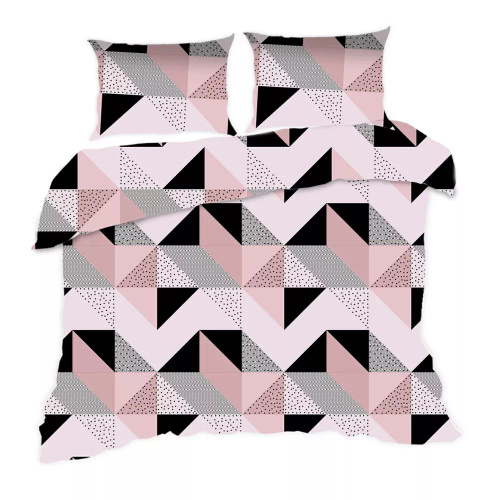 1840N Ropa de cama de algodón Classic E24 Karo polvo geométrico negro - 100% algodón, duradero, colorido, juego de 2 piezas