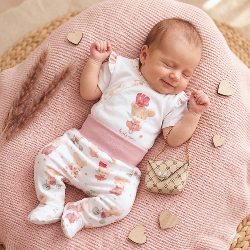 Body bebé Nini Little Mouse algodón orgánico cruzado manga corta piel sensible