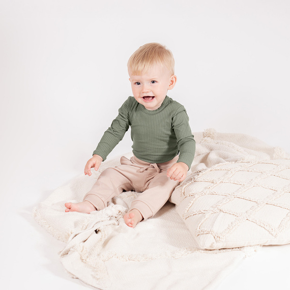218097 Body bebé Oso Yogui Nicol - algodón, manga larga, color caqui