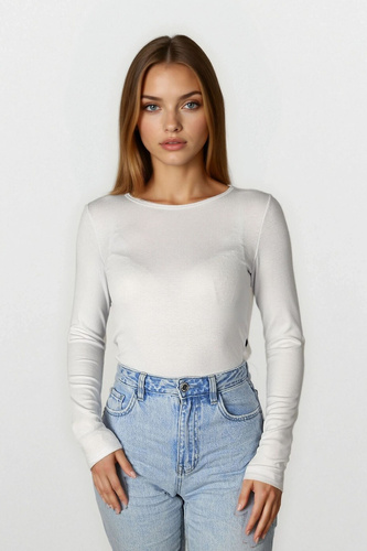 Irma Active Blusa Clásica Mujer Eldar blanca- Blusa de manga larga de viscosa, elástica y versátil