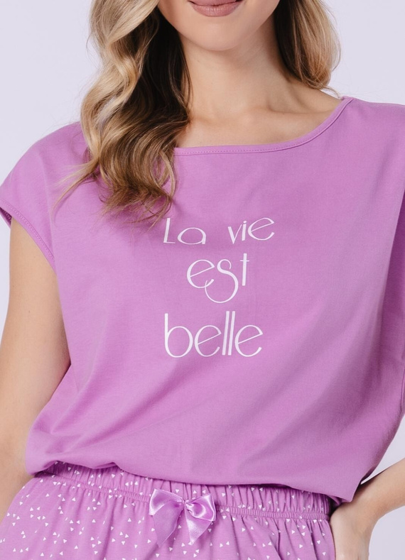 Rafaella Leveza 1715 púrpura - pijama de mujer de algodón con pantalón corto, ligero y cómodo