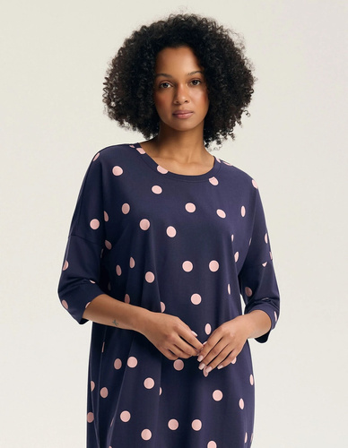 Henderson Gitte 45411 Camisón 100% Algodón Manga 3/4 Azul Acero