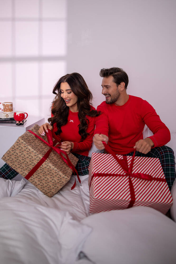 Fogo Pijama hombre manga larga, pantalón largo Moda Italiana - rojo/estampado