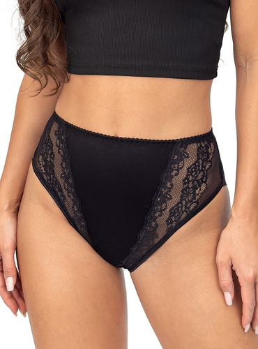 Braga 228 Donna negra - braga clásica de mujer con cintura alta y encaje